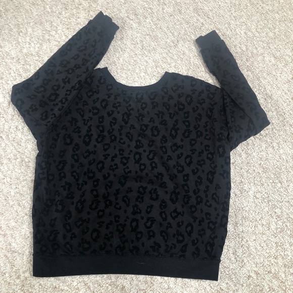 PINK Victoria’s Secret black sweatshirt w/black velour animal print. SMALL - Picture 2 of 5